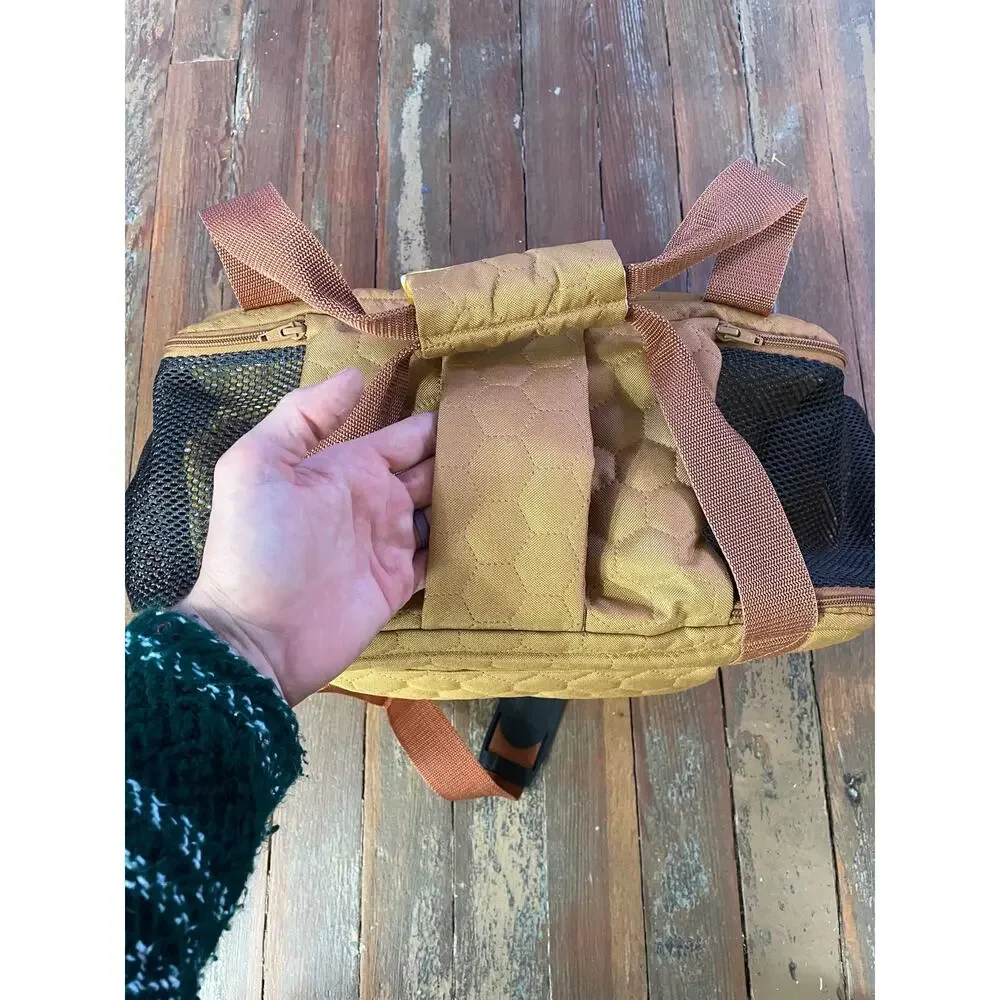 Muffin & Berry Quilted Pet Carrier Bag Tan Canvas Small Dog Cat Travel Tote
